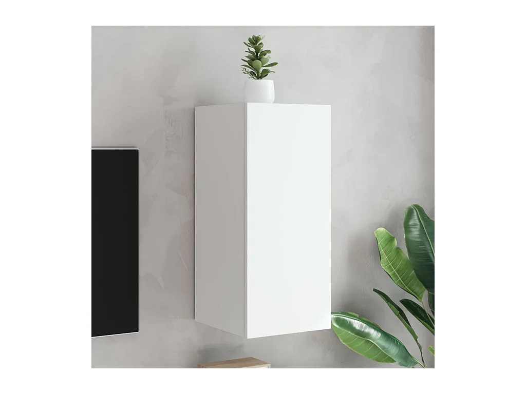 Meuble TV | Banc TV | Armoire TV mural avec lumières LED blanc 30,5x35x70 cm