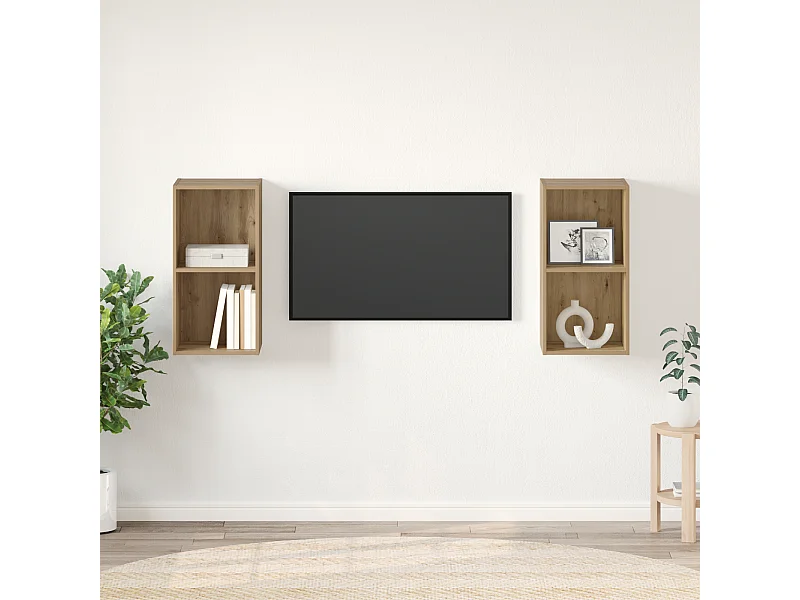 Meuble TV | Banc TV | Armoire TV mural 2 pcs Chêne artisan 37 x 37 x 72 cm