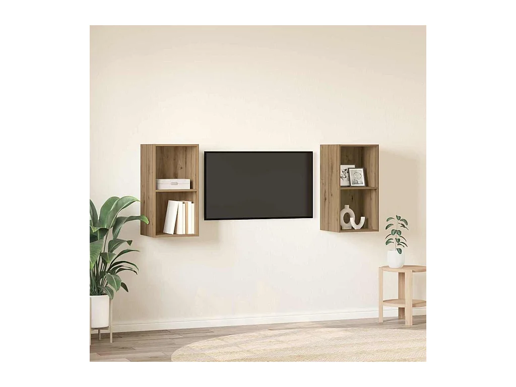 Meuble TV | Banc TV | Armoire TV mural 2 pcs Chêne artisan 37 x 37 x 72 cm