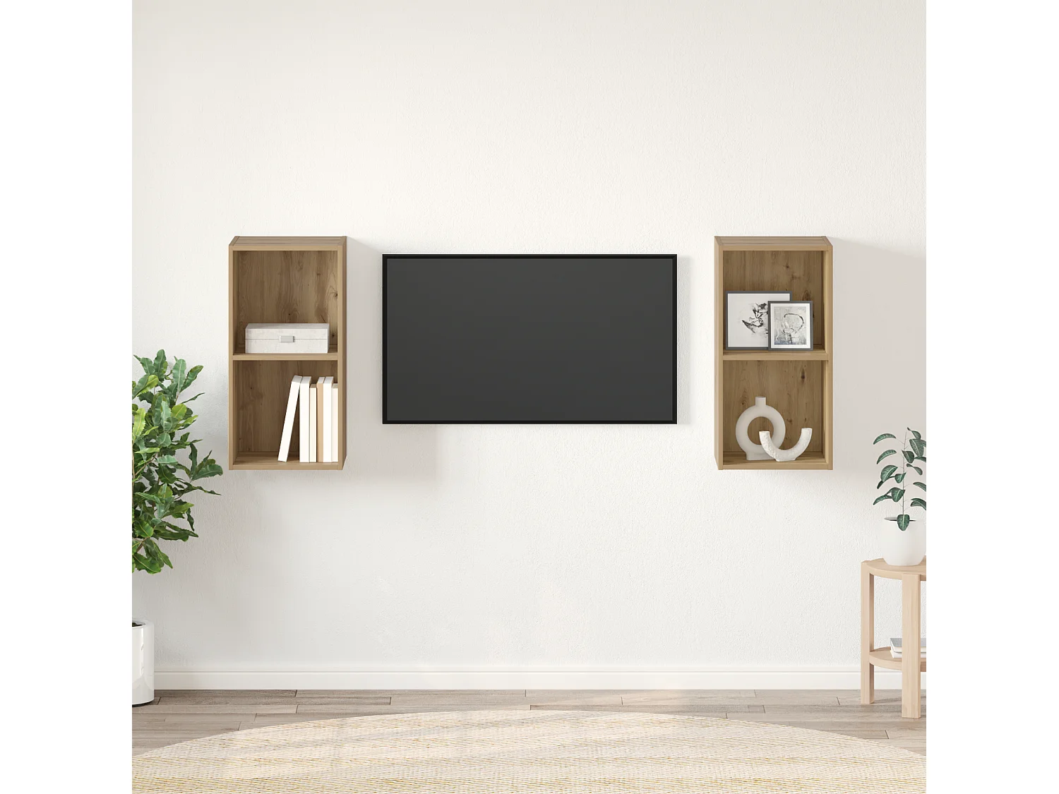 Wand TV kast | Tv-meubel | Tv-Bank 2 pcs Ambachtelijk eiken 37 x 37 x 72 cm