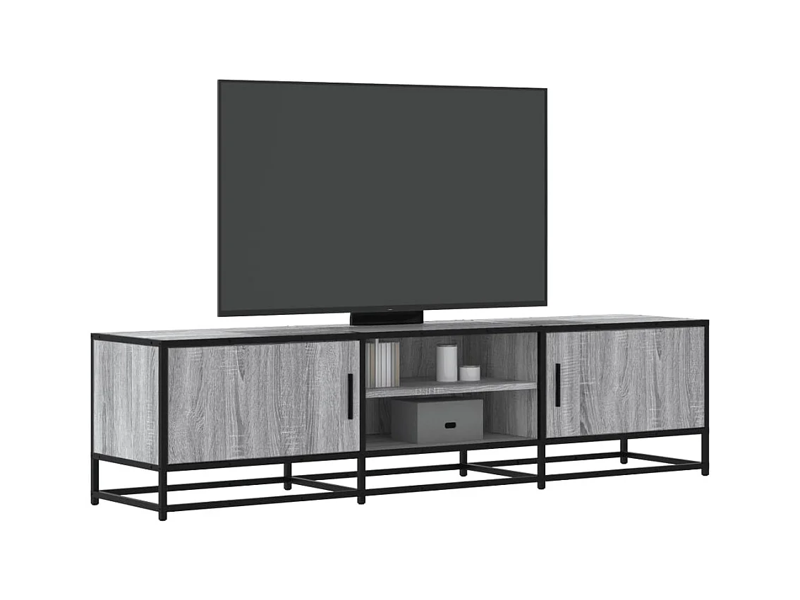 Tv-meubel | Tv-Bank | TV-kast160x35x41 cm bewerkt hout metaal grijs sonoma eiken