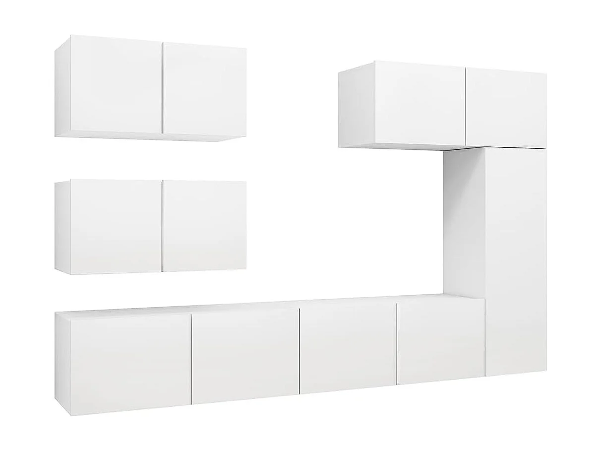 Ensemble de meubles TV | Bancs TV | Armoires TV 6 pcs Blanc Bois d'ingénierie