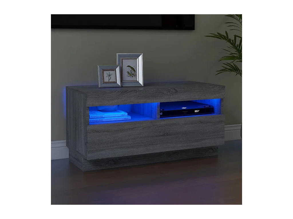 Mueble de TV | Mueble de salón con luces LED gris Sonoma 80x35x40 cm