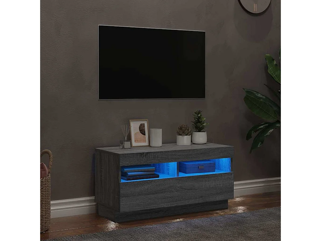 Meuble TV | Banc TV | Armoire TV avec lumières LED sonoma gris 80x35x40 cm