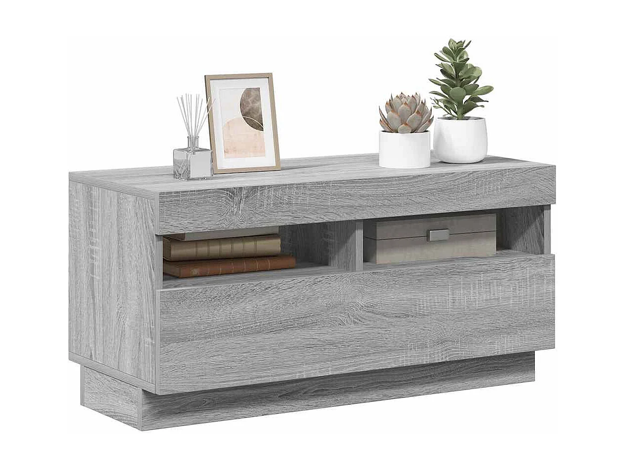 Meuble TV | Banc TV | Armoire TV avec lumières LED sonoma gris 80x35x40 cm