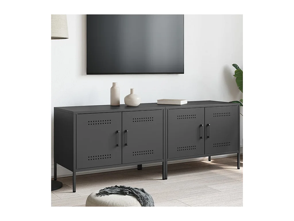 Muebles de TV | Gabinetes de TV |  Muebles de salón 2 piezas acero negro 68x39x50,5 cm