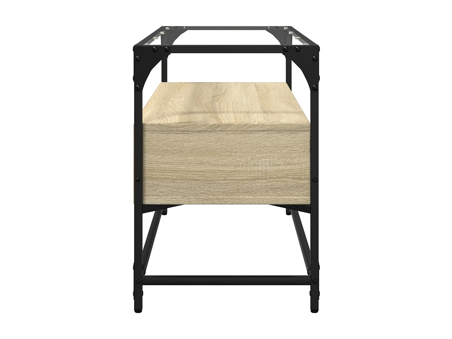 Mueble TV | Gabinete de TV | Mueble de salón cristal y madera ingeniería roble Sonoma 80x35x51 cm