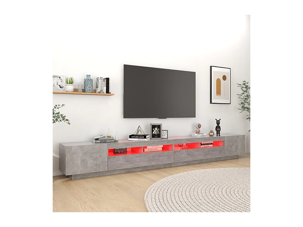 Mueble para TV  | Gabinete de TV |  Mueble de salón con luces LED gris hormigón 300x35x40 cm