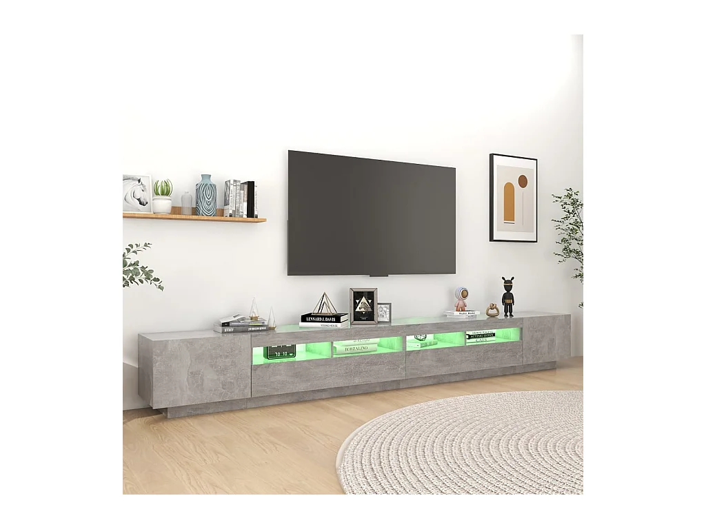 Mueble para TV  | Gabinete de TV |  Mueble de salón con luces LED gris hormigón 300x35x40 cm