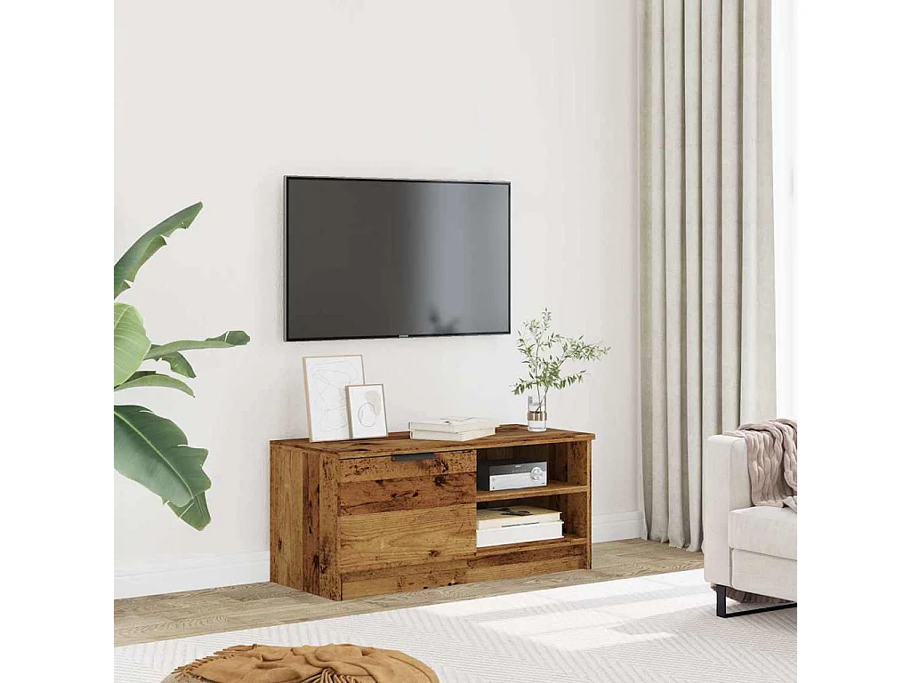 Mueble para TV  | Gabinete de TV |  Mueble de salón madera contrachapada envejecida 80x35x36,5 cm