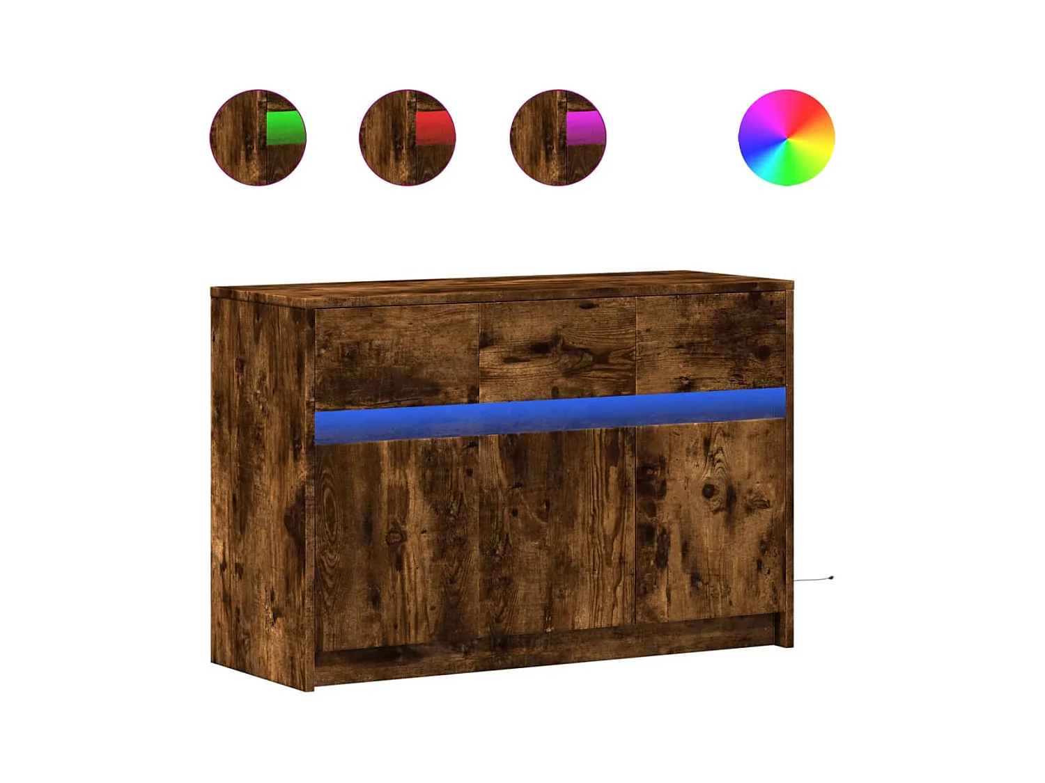 Tv-meubel | Tv-Bank | TV-kastmet LED 91x34x61 cm bewerkt hout gerookt eikenkleur