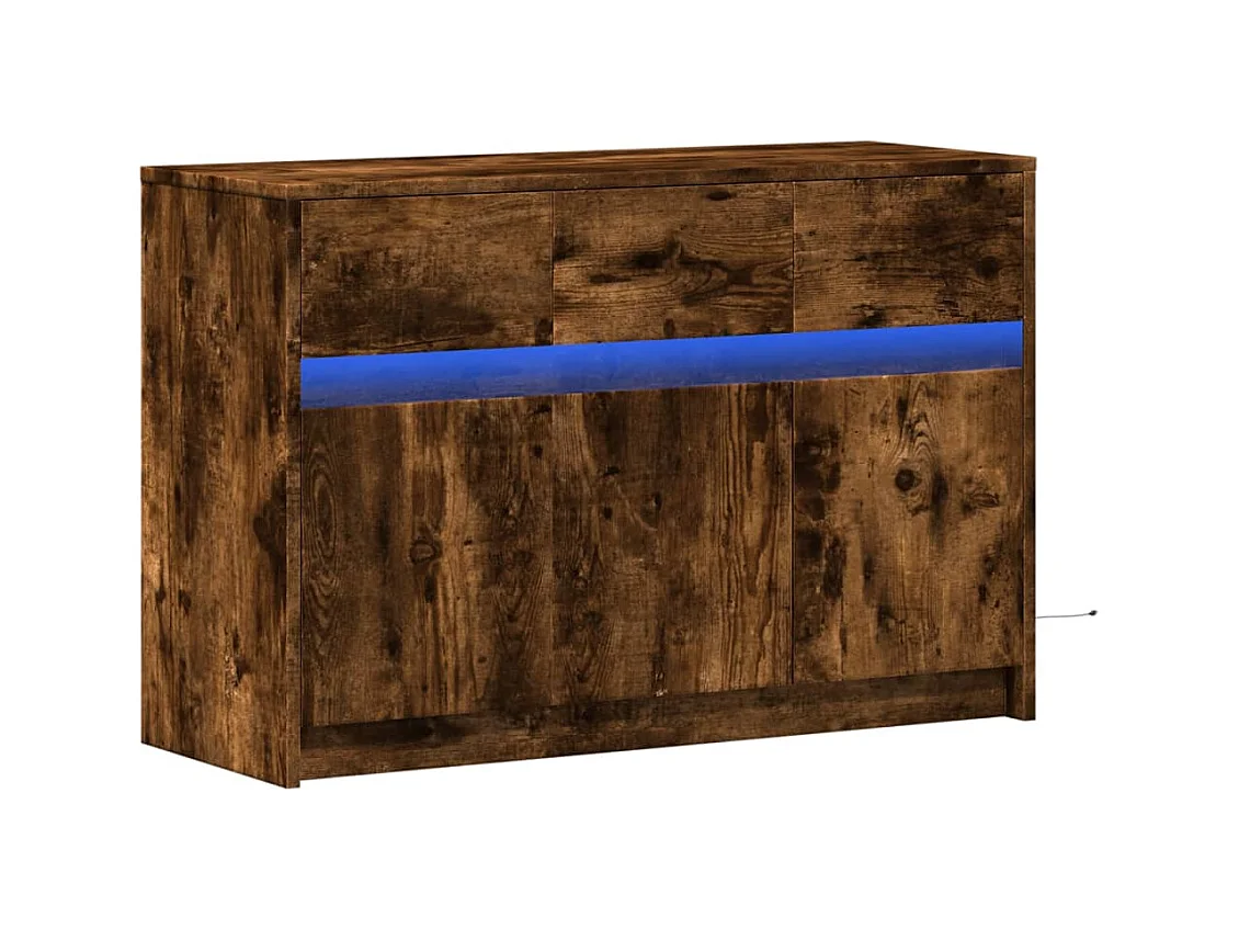 Tv-meubel | Tv-Bank | TV-kastmet LED 91x34x61 cm bewerkt hout gerookt eikenkleur