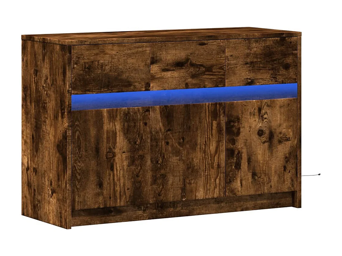 Meuble TV | Banc TV | Armoire TV avec LED chêne fumé 91x34x61 cm bois d'ingénierie