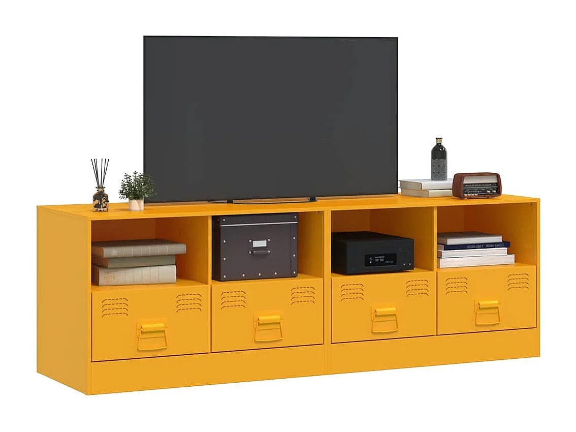 muebles para TV  | Gabinetes de TV |  Muebles de salón 2 unidades acero amarillo mostaza 67x39x44 cm