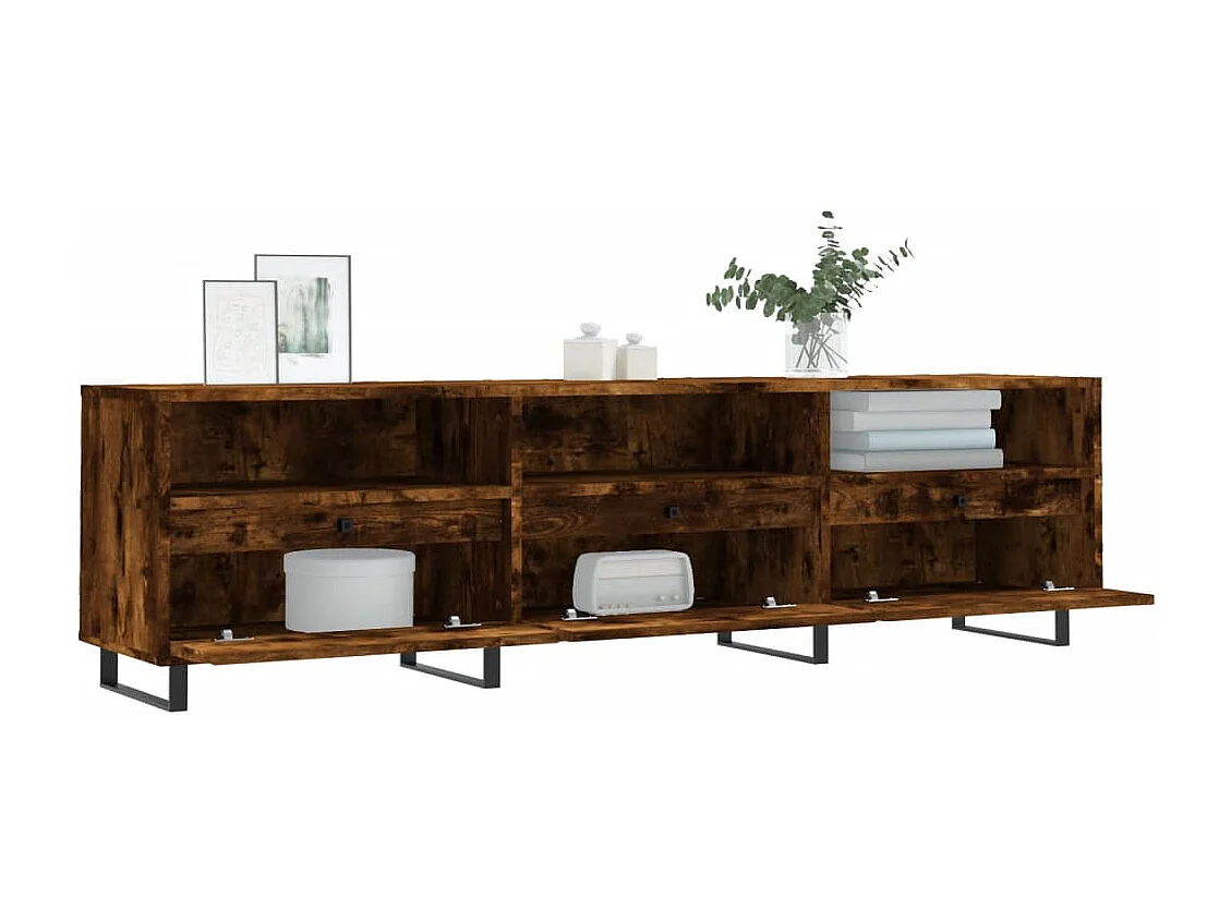 Meuble TV | Banc TV | Armoire TV chêne fumé 150x30x44,5 cm bois d'ingénierie