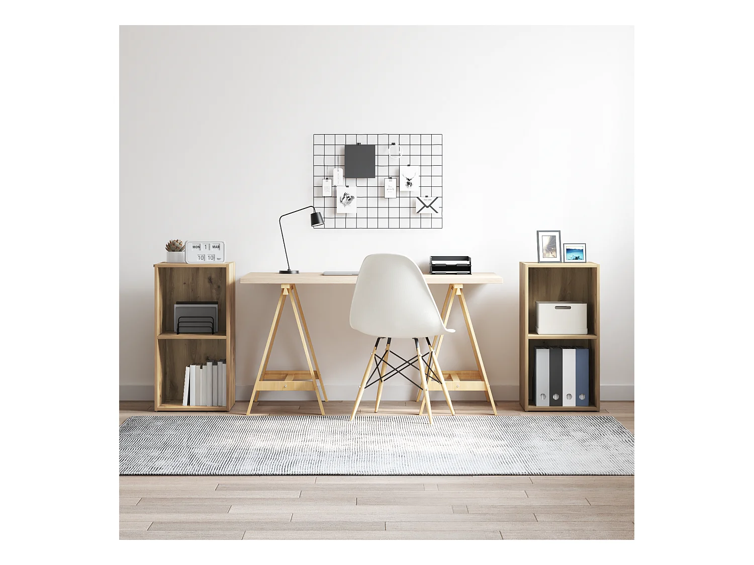 Conjunto de Mueble de TV | Mueble de salón Roble artesanal Madera contrachapada