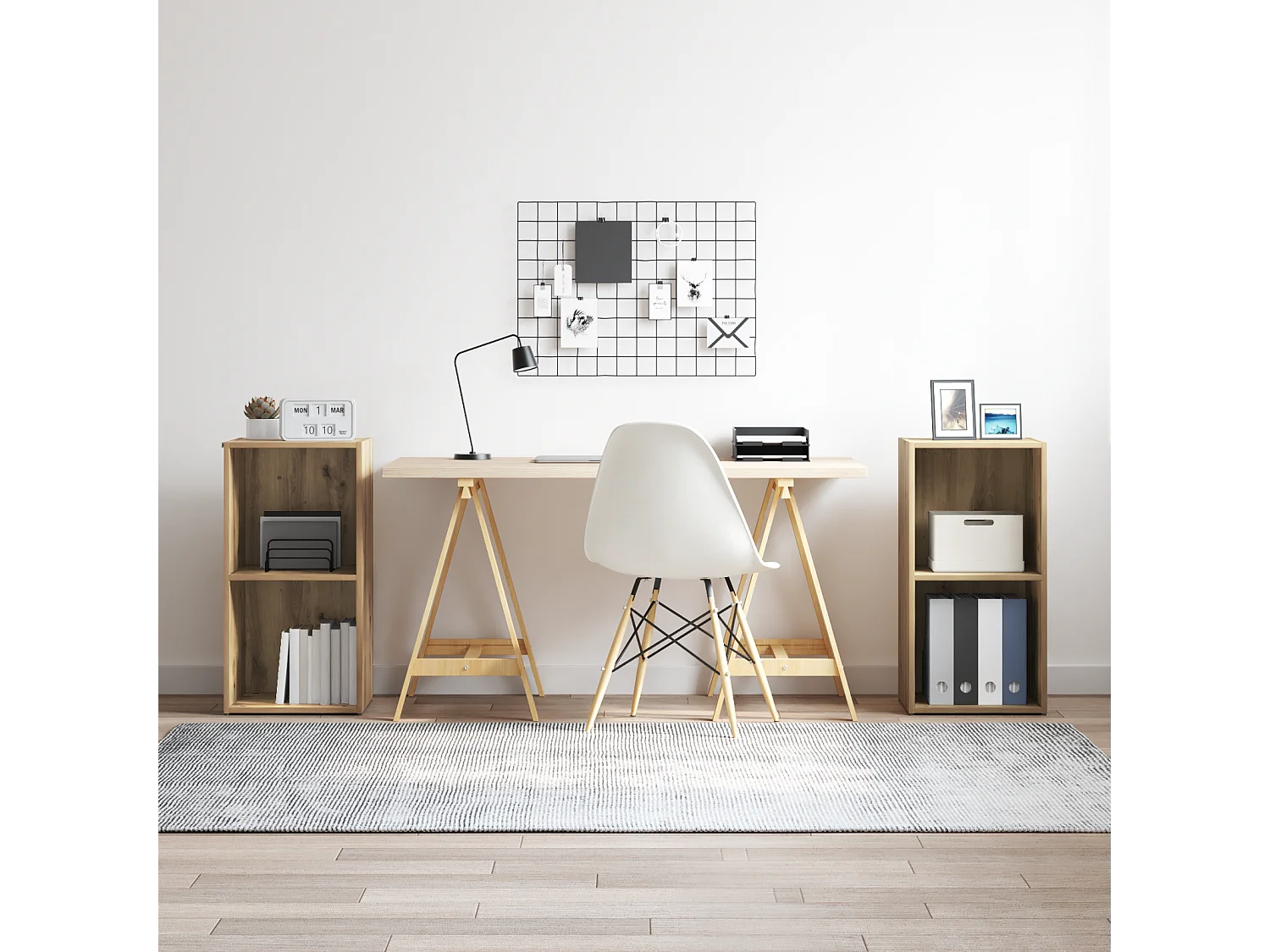 Conjunto de Mueble de TV | Mueble de salón Roble artesanal Madera contrachapada