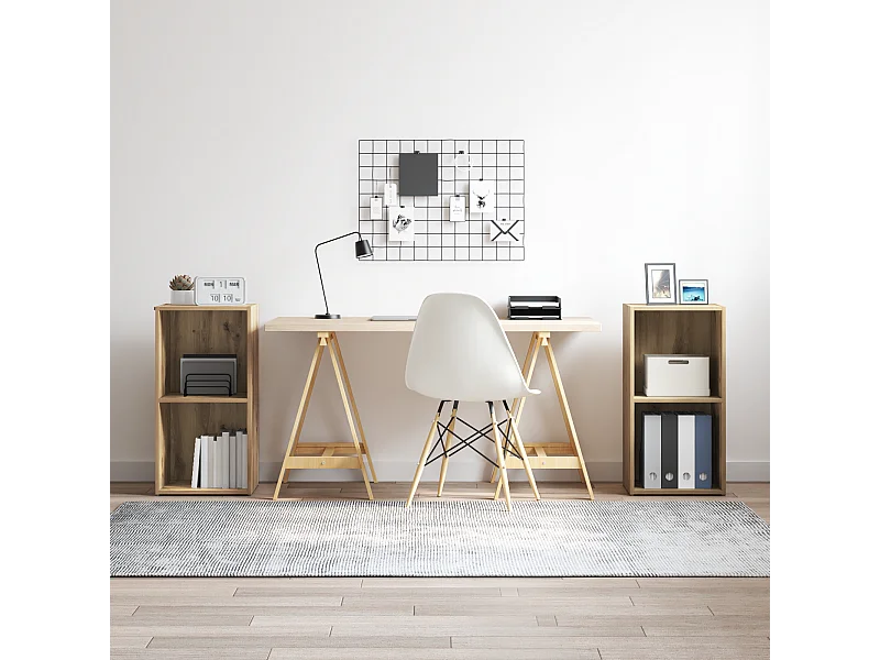 Conjunto de Mueble de TV | Mueble de salón Roble artesanal Madera contrachapada