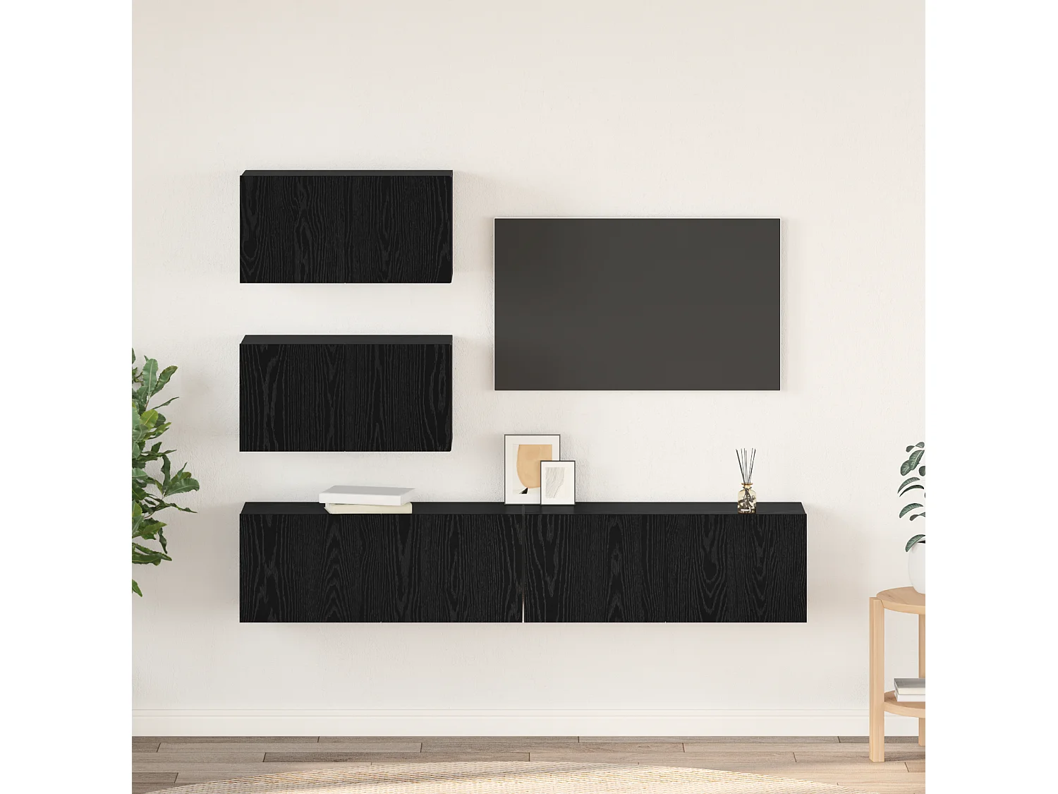Ensemble de meuble TV | Banc TV | Armoire TV 4 pcs Chêne Noir 80 x 30 x 30 cm