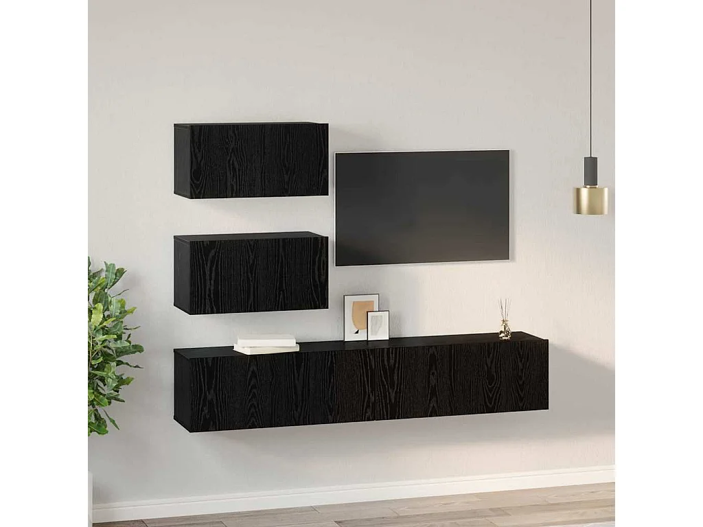 Ensemble de meuble TV | Banc TV | Armoire TV 4 pcs Chêne Noir 80 x 30 x 30 cm