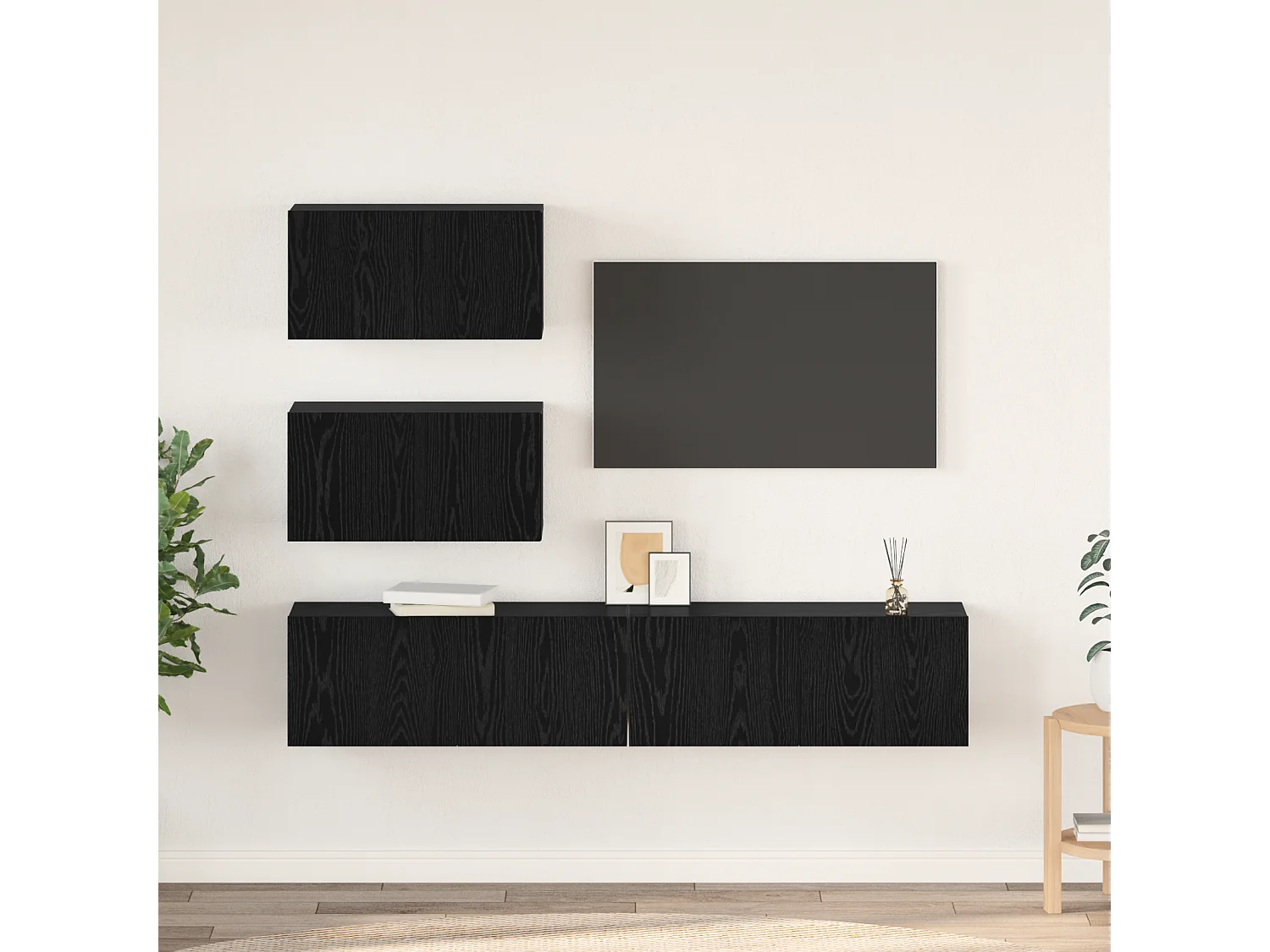 Ensemble de meuble TV | Banc TV | Armoire TV 4 pcs Chêne Noir 80 x 30 x 30 cm