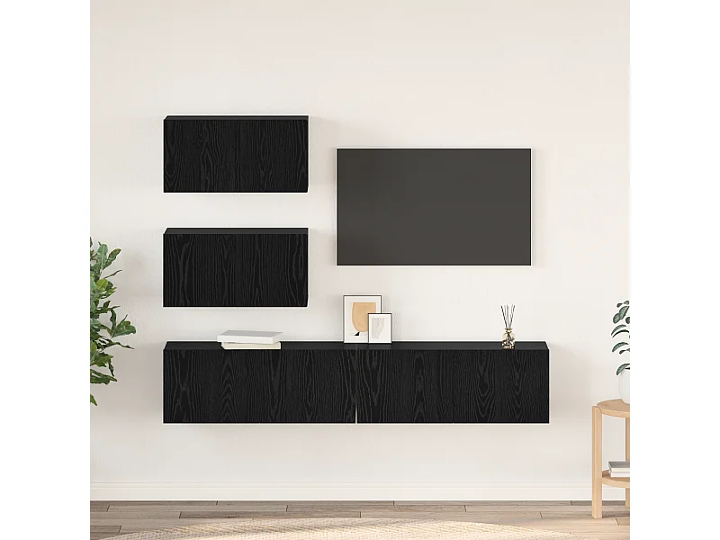 Ensemble de meuble TV | Banc TV | Armoire TV 4 pcs Chêne Noir 80 x 30 x 30 cm