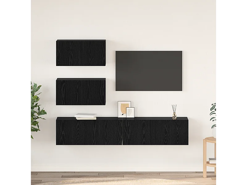 Ensemble de meuble TV | Banc TV | Armoire TV 4 pcs Chêne Noir 80 x 30 x 30 cm