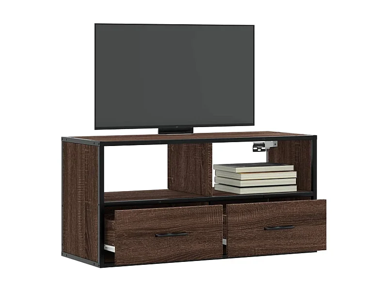 Meuble TV | Banc TV | Armoire TV chêne marron 80x31x39,5 cm bois d'ingénierie et métal