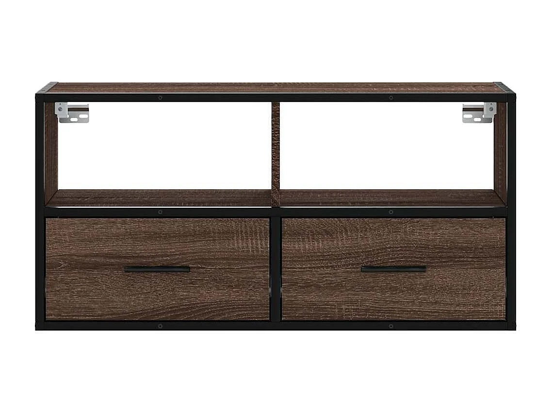 Meuble TV | Banc TV | Armoire TV chêne marron 80x31x39,5 cm bois d'ingénierie et métal