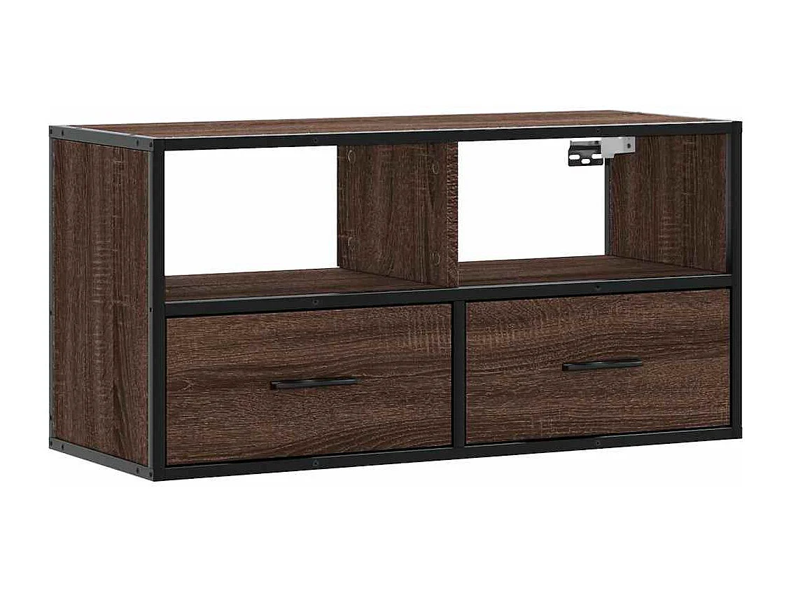 Tv-meubel | Tv-Bank | TV-kast80x31x39,5 cm bewerkt hout metaal bruin eikenkleurig