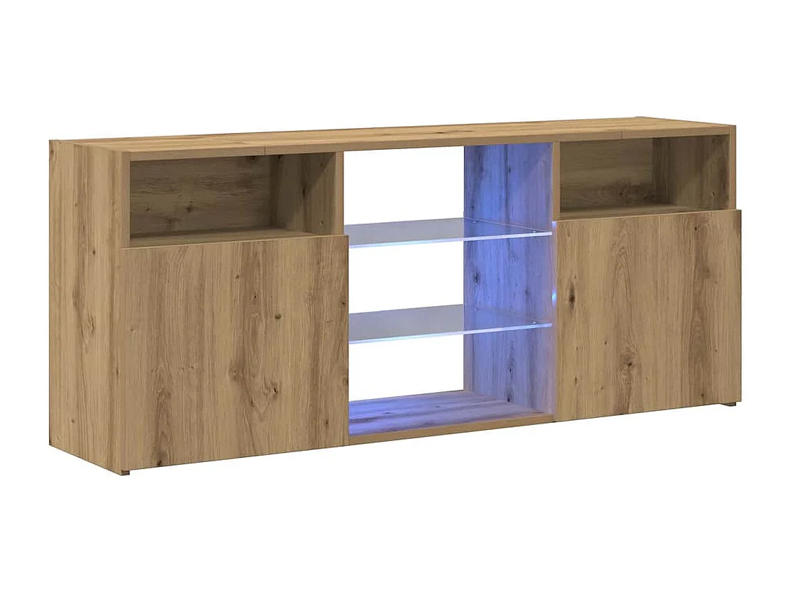 Meuble TV | Banc TV | Armoire TV avec lumières LED chêne artisanal bois d'ingénierie