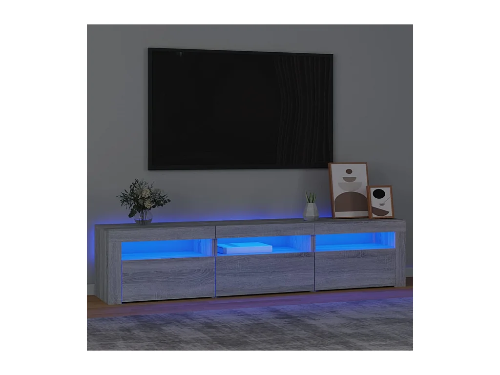 Mueble de TV | Mueble de salón con luces LED gris Sonoma 180x35x40 cm