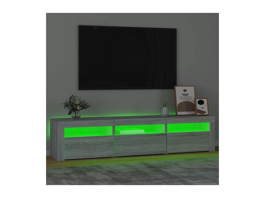 Mueble de TV | Mueble de salón con luces LED gris Sonoma 180x35x40 cm
