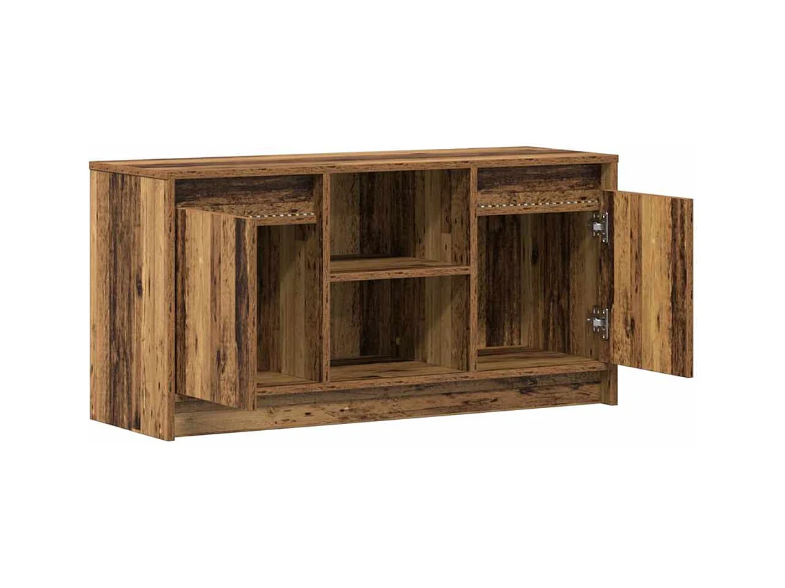 TV kast | Tv-meubel | Tv-Bank met LED Verlichting - Oud Hout, 100x34x50 cm van Bewerkt Hout.