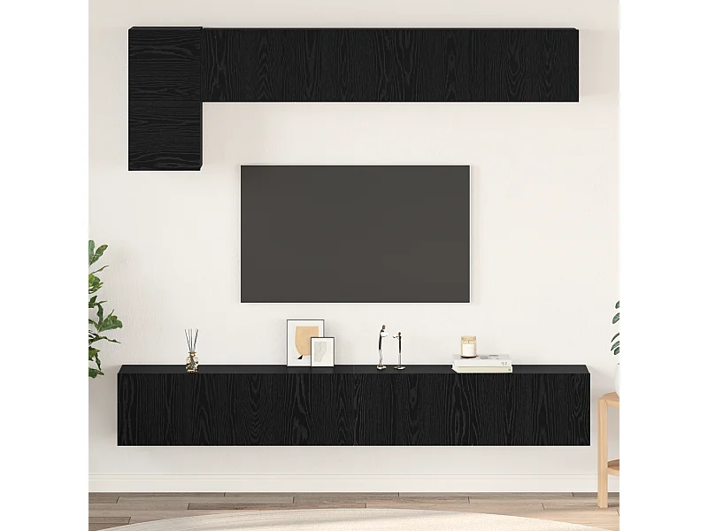 Conjunto de Mueble de TV | Mueble de salón 5 pcs Roble negro 100 x 30 x 30 cm