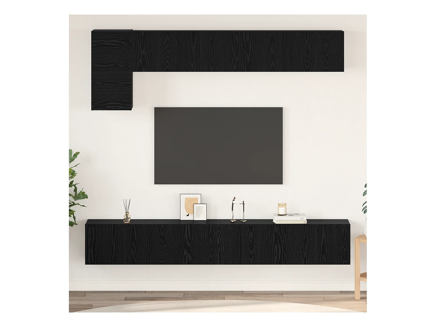 Conjunto de Mueble de TV | Mueble de salón 5 pcs Roble negro 100 x 30 x 30 cm