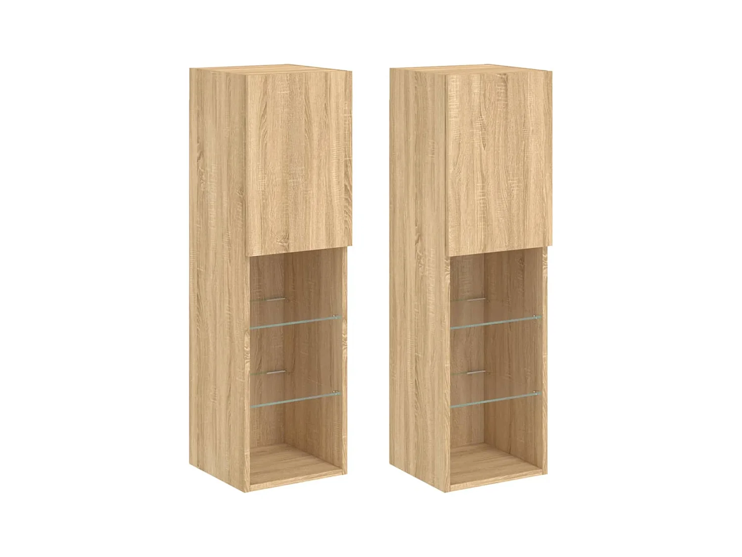 Muebles de TV | Gabinetes de TV |  Muebles de salón con luces LED 2 uds roble Sonoma 30,5x30x102 cm