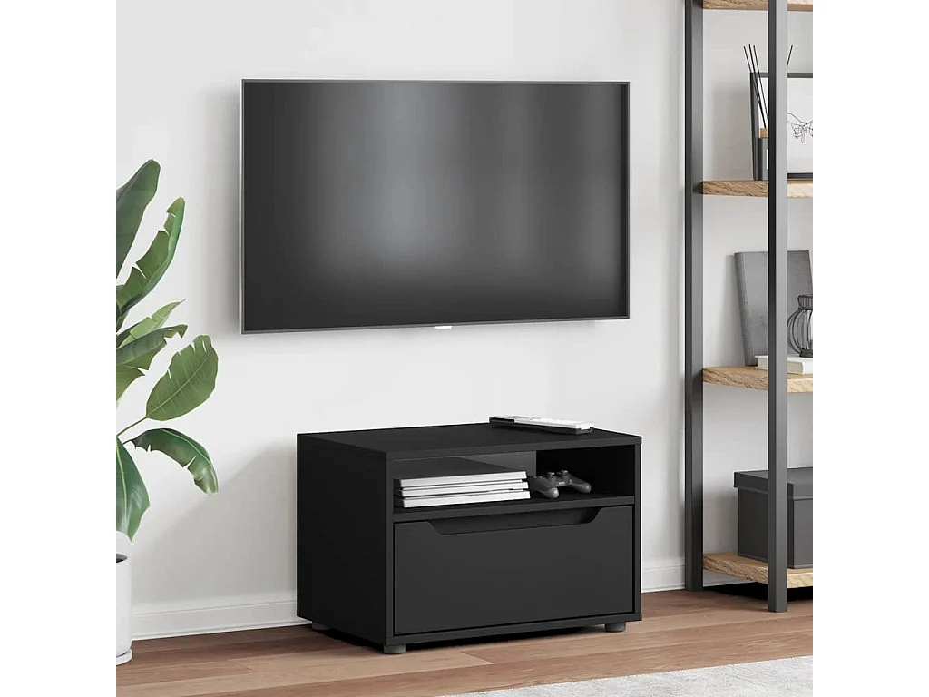 Meuble TV | Banc TV | Armoire TV VISNES noir 60x40x38 cm bois d'ingénierie