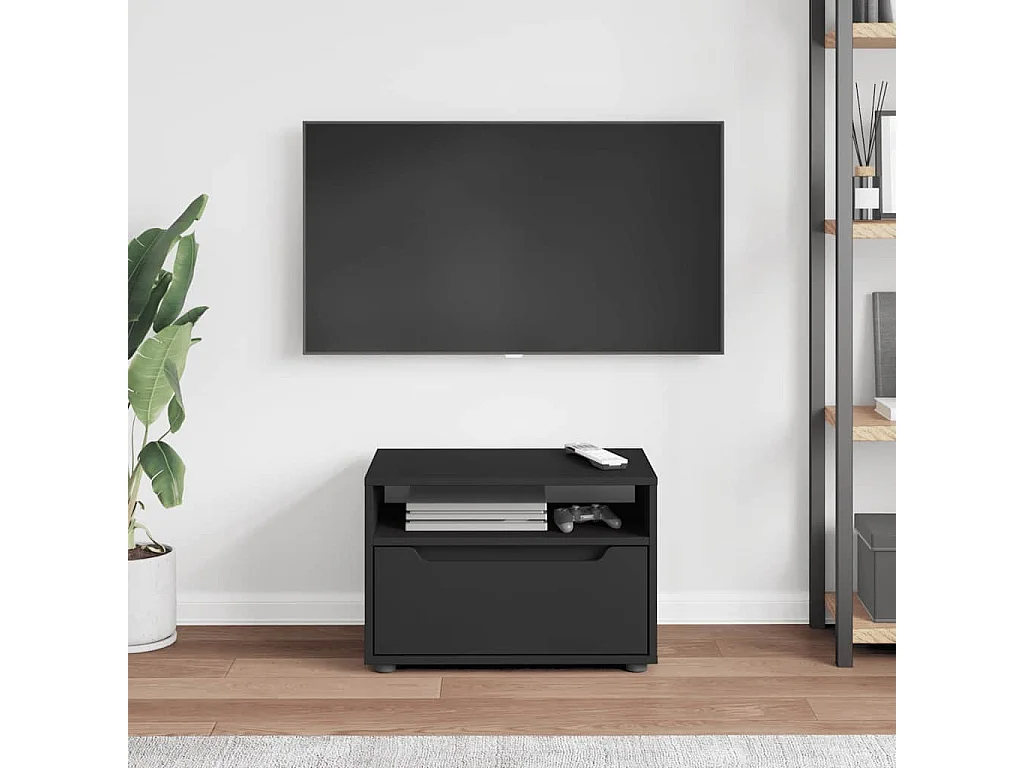 Meuble TV | Banc TV | Armoire TV VISNES noir 60x40x38 cm bois d'ingénierie