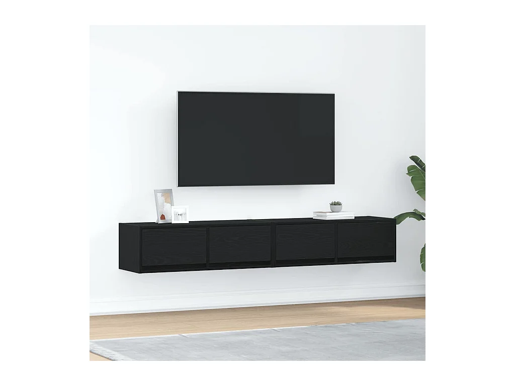 Muebles de TV | Gabinetes de TV |  Muebles de salón 2 uds Roble Negro 80x31x25,5 cm Madera ingeniería