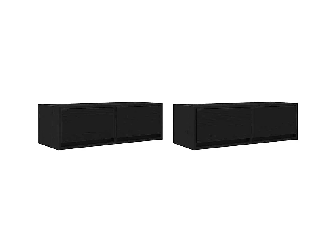 Muebles de TV | Gabinetes de TV |  Muebles de salón 2 uds Roble Negro 80x31x25,5 cm Madera ingeniería