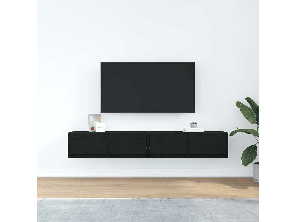 Meuble TV | Banc TV | Armoire TV 2 pcs chêne noir 80x31x25,5 cm bois d'ingénierie