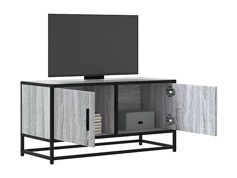 Mobile TV | Armadietto TV Grigio Sonoma 80x34,5x40 cm Legno Multistrato Metallo