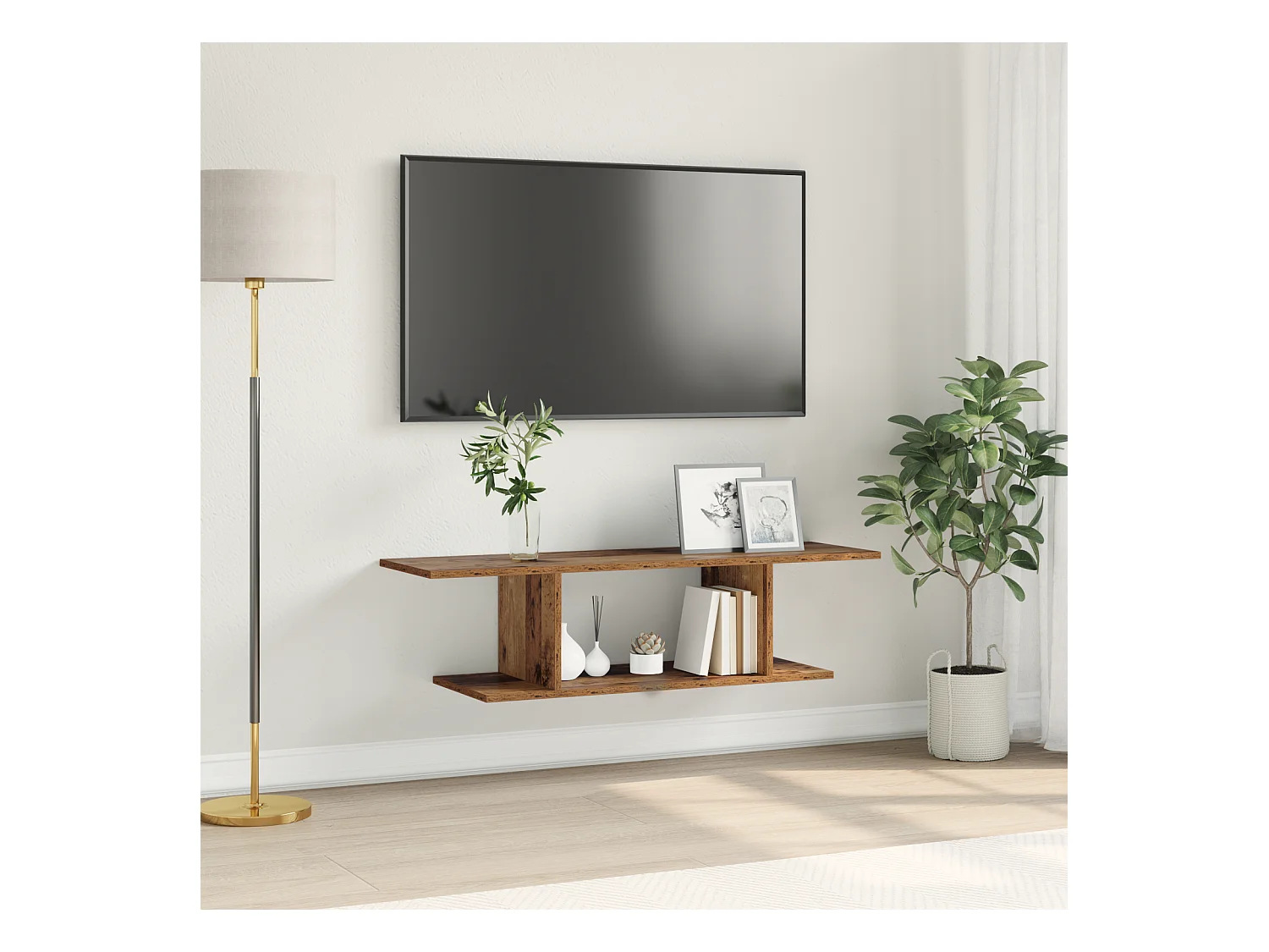 TV-kast | Tv-meubel | Tv-Bank met plank met opslag Bruin 103 x 30 x 26,5 cm Bewerkt hout