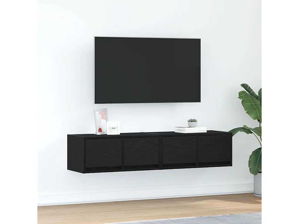Muebles de TV | Gabinetes de TV |  Muebles de salón 2 uds Roble Negro 60x31x25,5 cm Madera ingeniería
