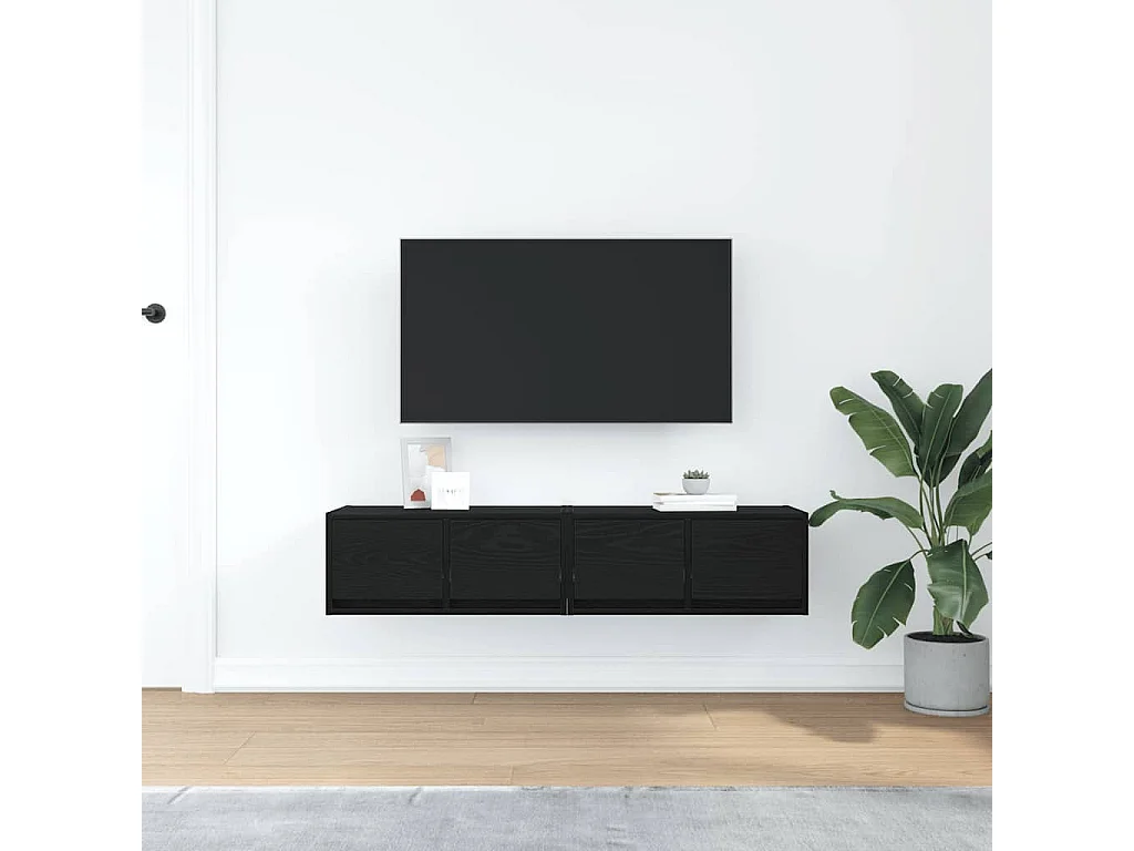 Muebles de TV | Gabinetes de TV |  Muebles de salón 2 uds Roble Negro 60x31x25,5 cm Madera ingeniería