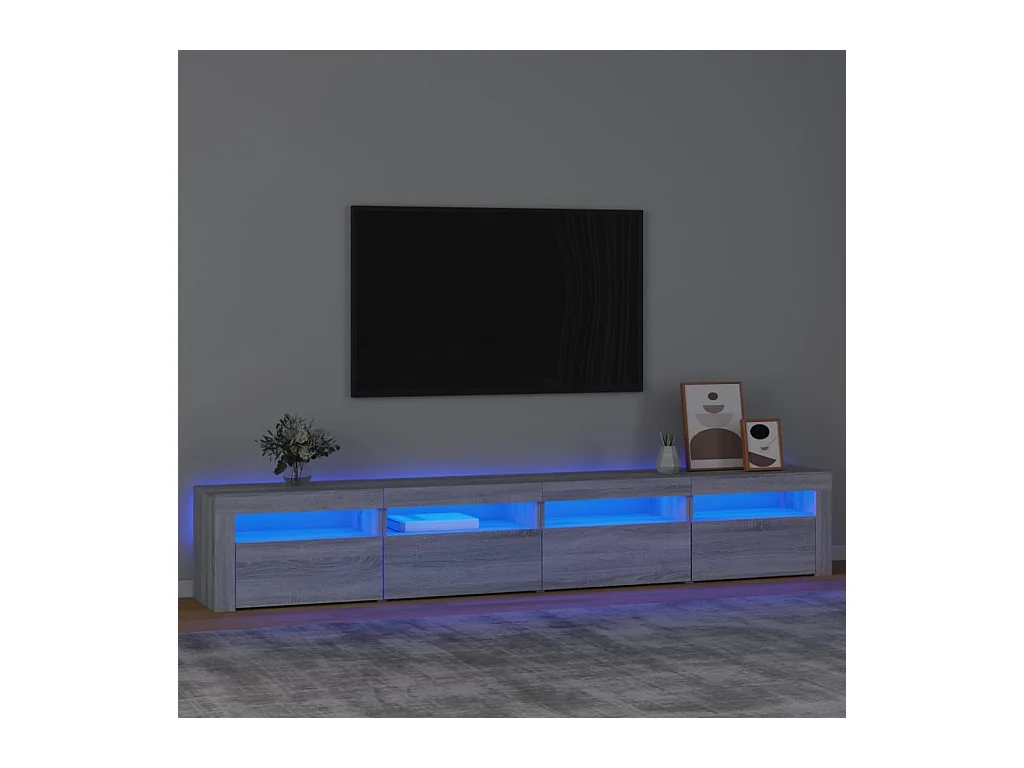 Mueble de TV | Mueble de salón con luces LED gris Sonoma 240x35x40 cm