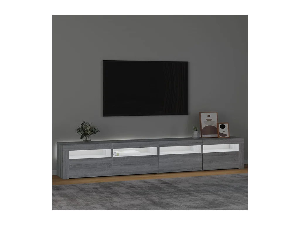 Mueble de TV | Mueble de salón con luces LED gris Sonoma 240x35x40 cm