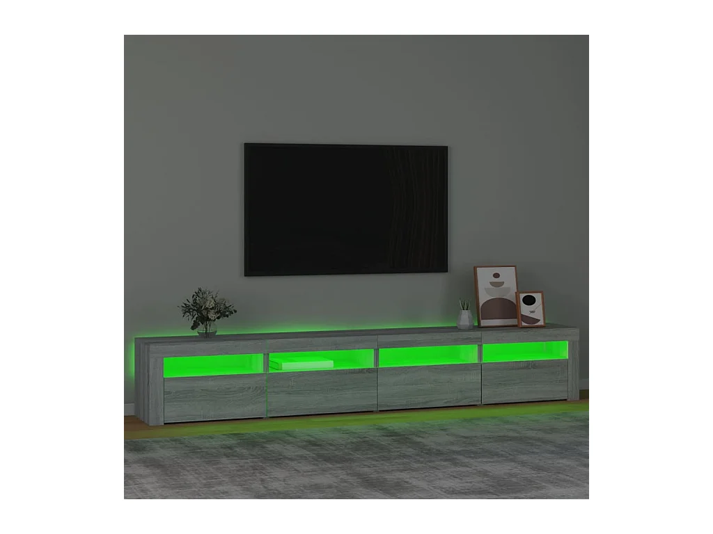 Mueble de TV | Mueble de salón con luces LED gris Sonoma 240x35x40 cm