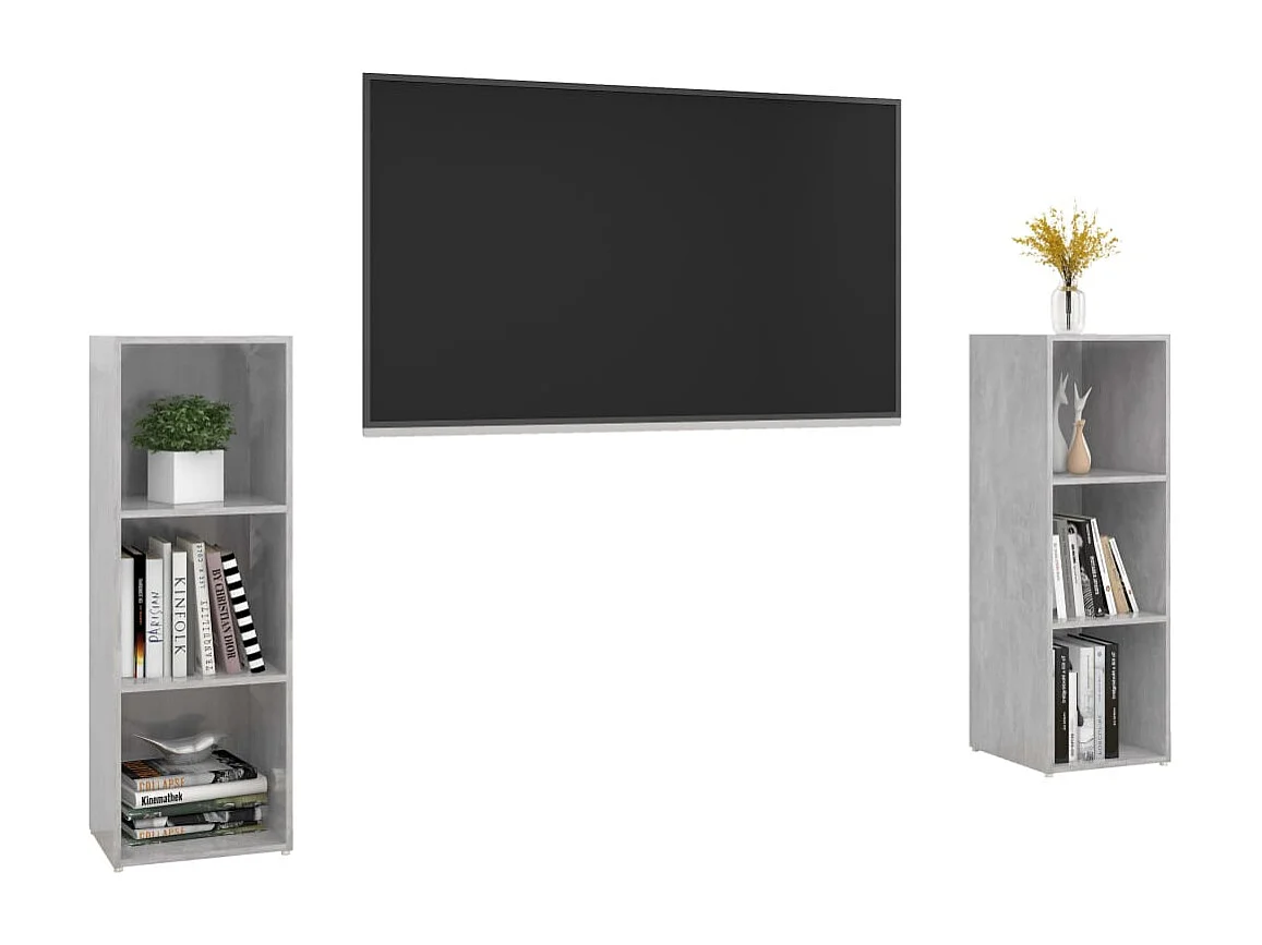 Meubles TV | Bancs TV | Armoires TV 2 pcs Gris béton 107x35x37 cm Bois d'ingénierie